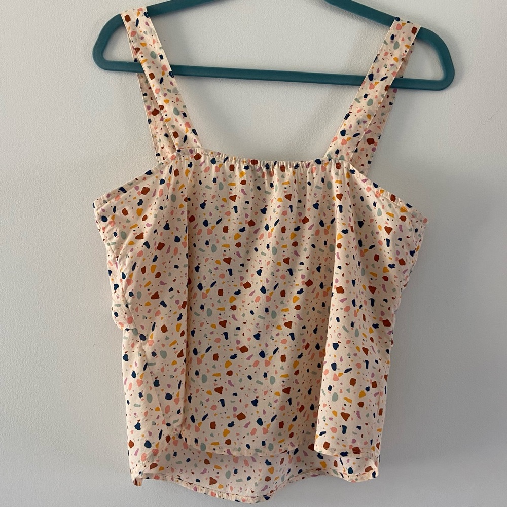 Madewell Tie-Front Cami Top in Terrazzo Cotton Blend - Picture 8 of 12